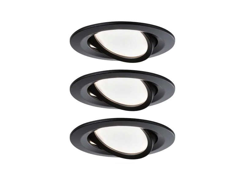 Paulmann Einbauspot Nova Coin 3-Stepdim Set, 3 x 6 W, 2700 K, Schwarz