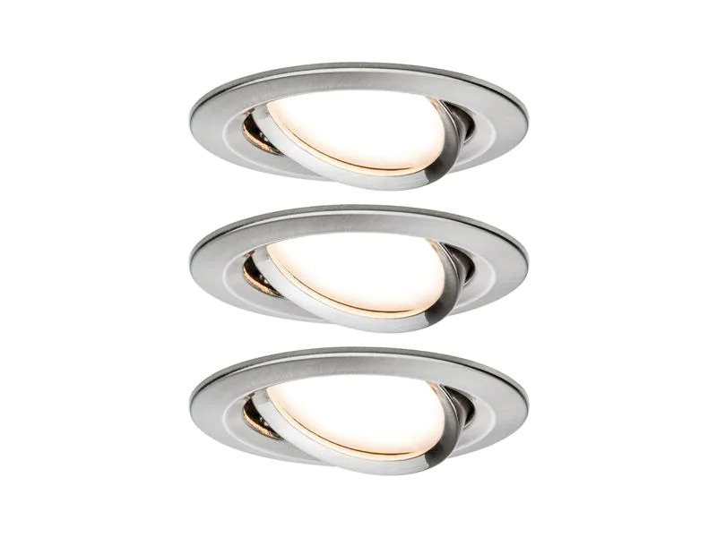 Paulmann Einbauspot Nova Coin Set, 3 x 6 W, 2700 K, Eisen
