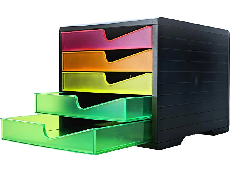 Styro Schubladenbox NeonLine 5 Schubladen, Schwarz