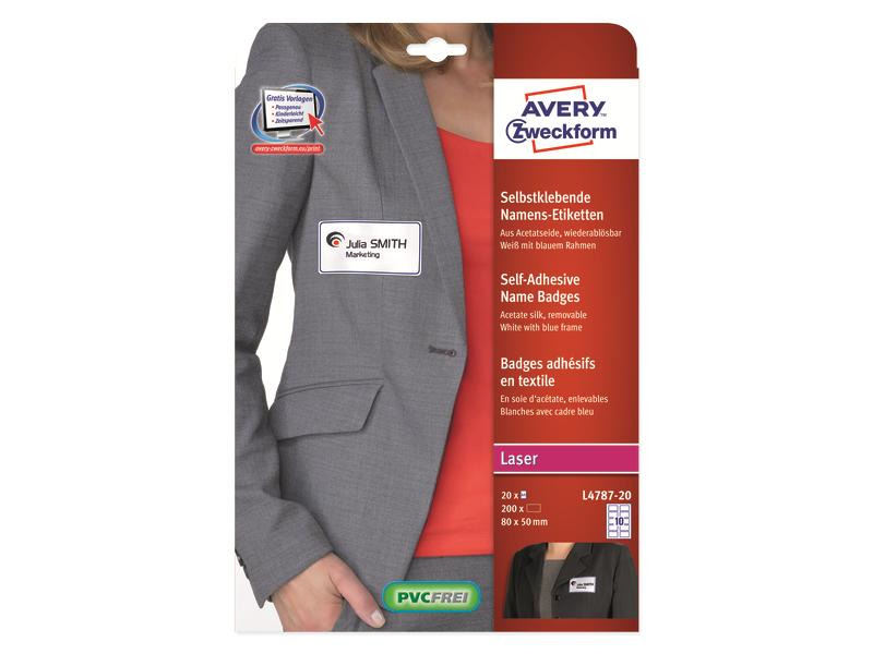 Avery Zweckform Namensetiketten 80 x 50 mm, 20 Blatt