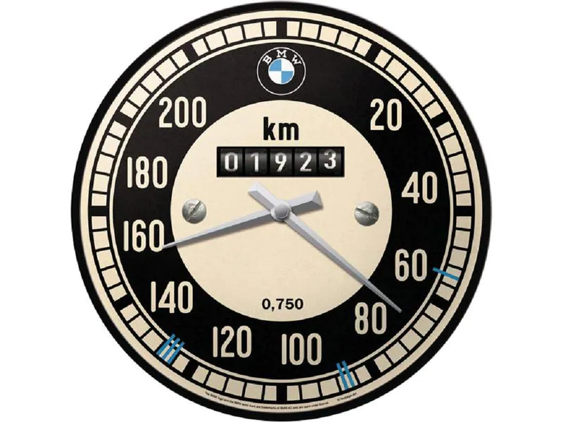 Nostalgic Art Wanduhr BMW Tachometer Ø 31 cm, Schwarz/Weiss