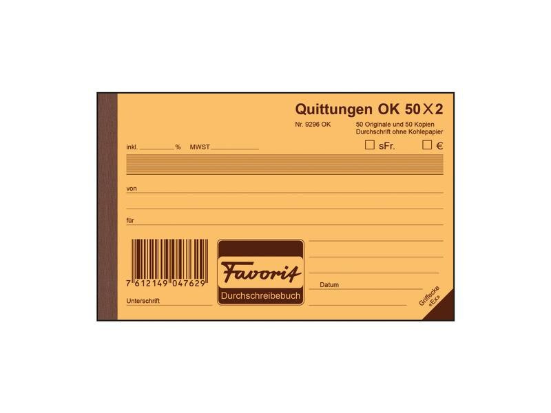 Favorit Durchschreibebuch A6 Quittungen, 50 x 2 Blatt