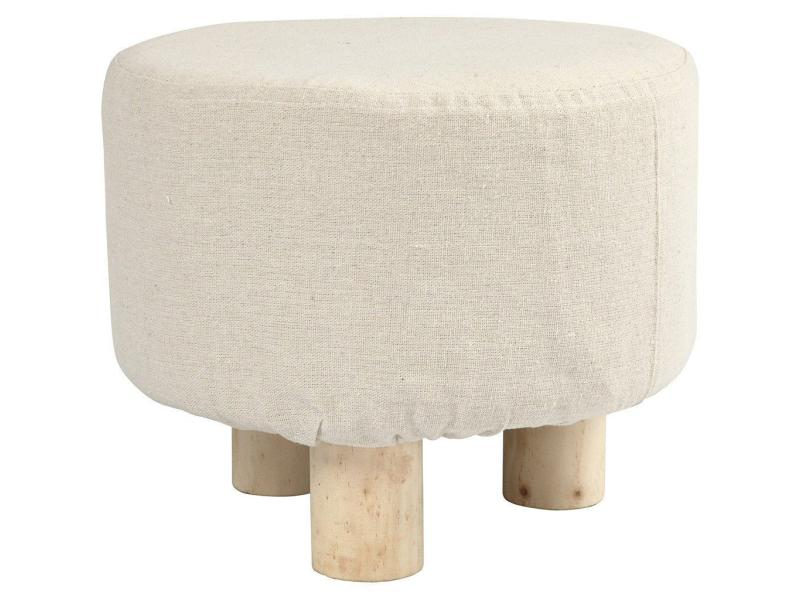 Creativ Company Hocker Fussbank Holz/Textil, Weiss