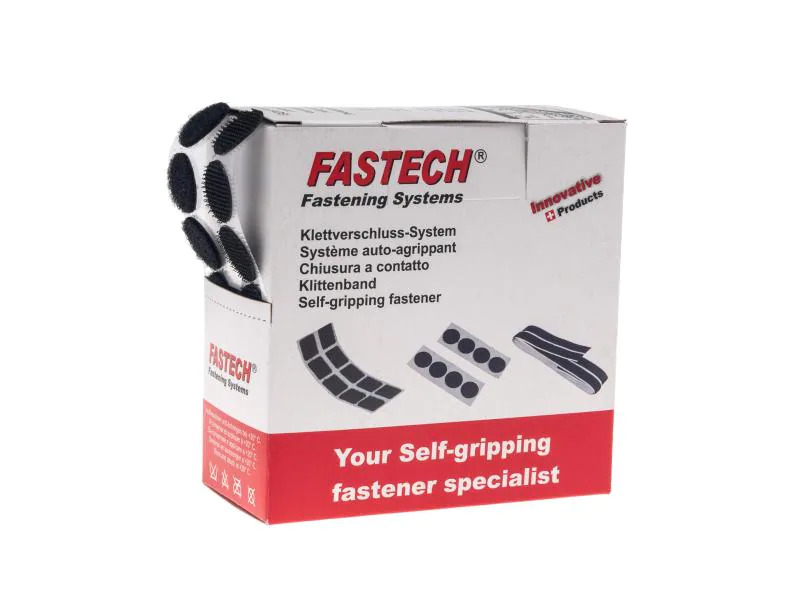 FASTECH Klettpunkte Box 20 mm x 5 m selbstklebend, Schwarz