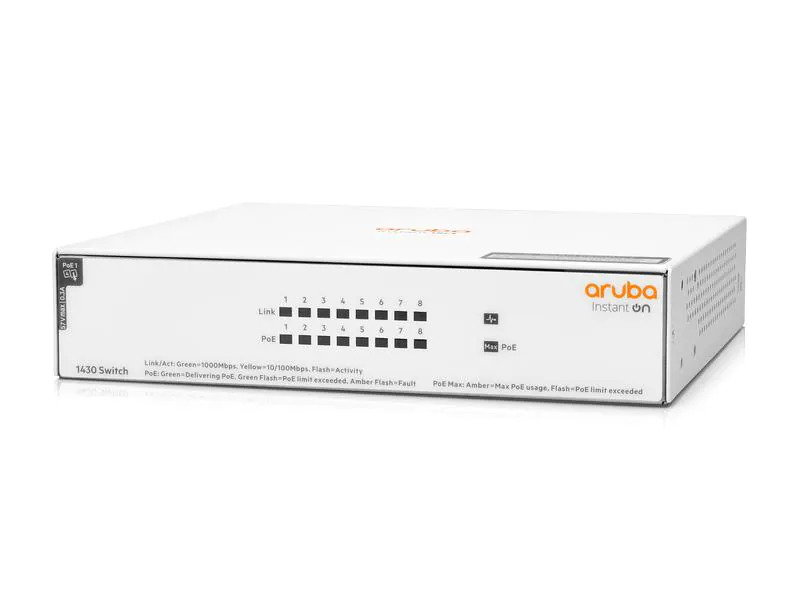 HPE Aruba Networking PoE+ Switch Instant On 1430-8G-PoE+ 8 Port