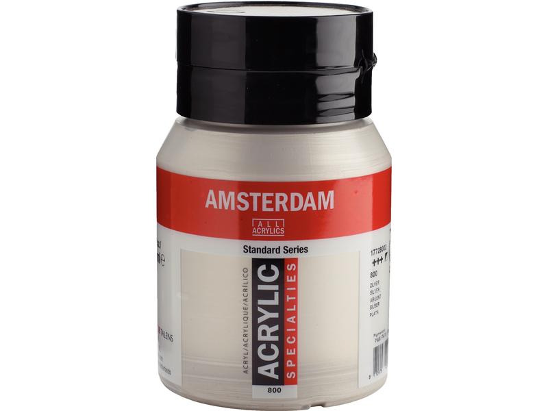 Amsterdam Acrylfarbe Standard 800 Silber Halbdeckend, 500 ml