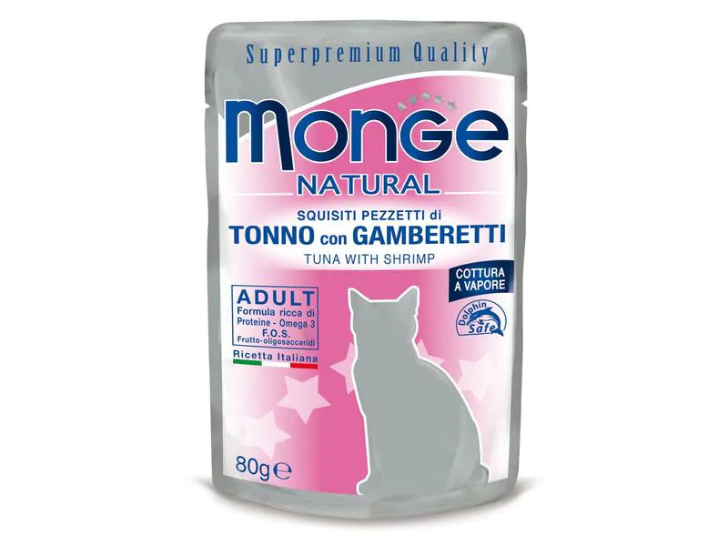 Monge Nassfutter Natural Adult, Thunfisch &amp; Garnelen, 80 g