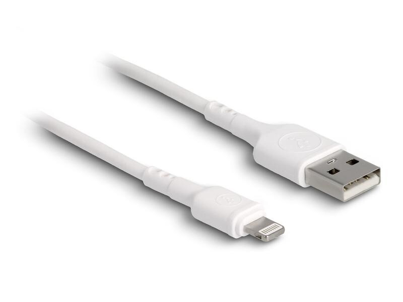 Delock USB-Ladekabel USB A - Lightning 0.3 m, Weiss