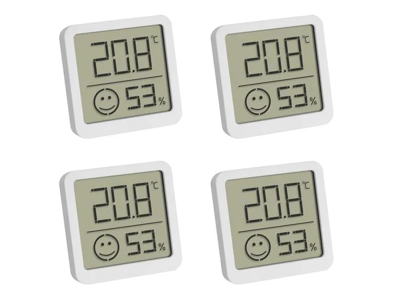 TFA Dostmann Thermo-/Hygrometer Digital, Weiss, 4er Set