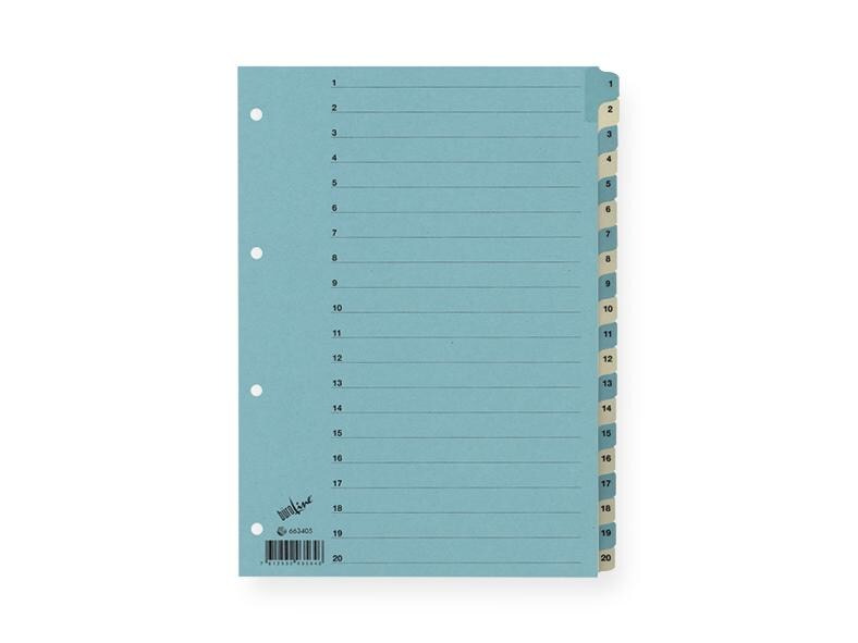 Büroline Register A4, 1 Reihe, 20 Tabs Blau/Beige
