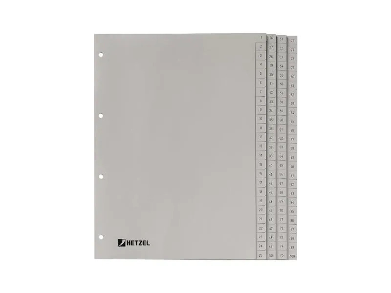 Büromaterial Register A4, Zahlen 1-100 1-100