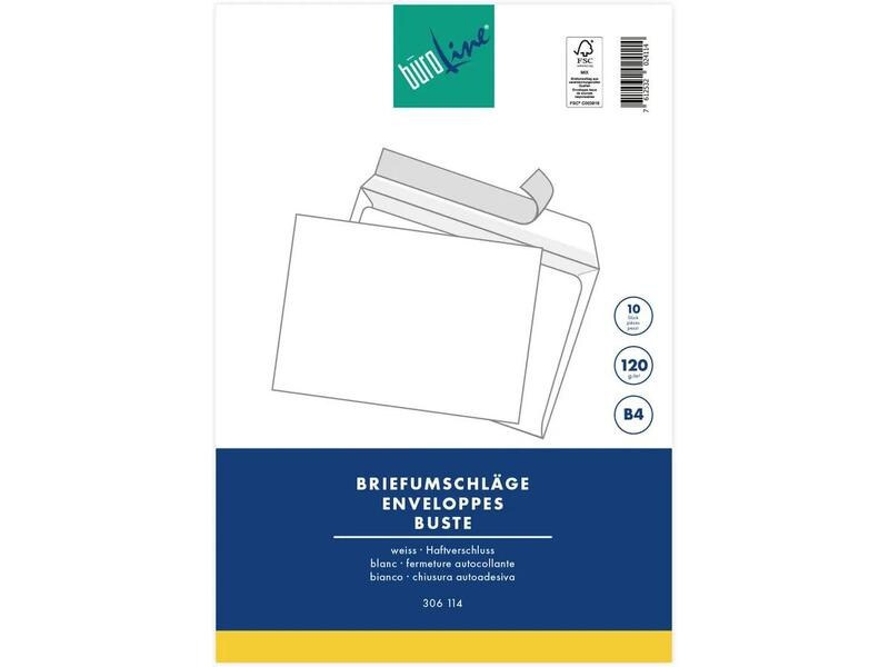 Büroline Couvert B4 Blister Weiss, 10 Stück
