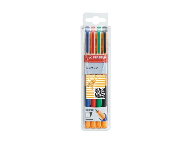 STABILO Rollerball Visco Gel-Rollerball 0.5 mm, 4er Etui