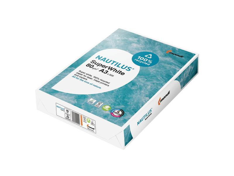 Nautilus Kopierpapier Super White A3, Weiss, 80 g/m², 500 Blatt