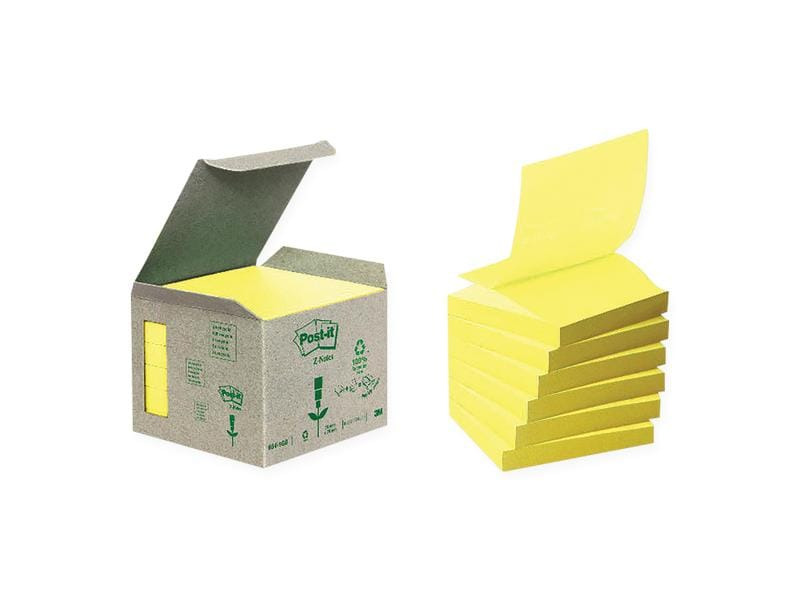 Post-it Notizzettel Post-it Z-Notes Recycling Gelb, 6 Blöcke