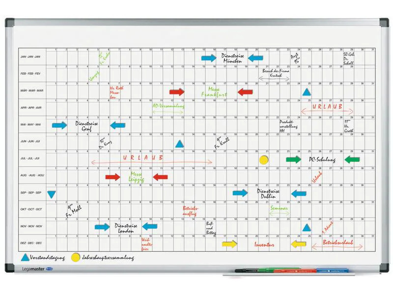 Legamaster Magnethaftendes Whiteboard Jahresplaner, 60 cm x 90 cm