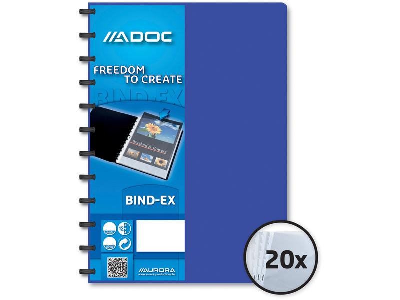 Adoc Sichtbuch Bind-Ex A4, 20 Taschen, Blau