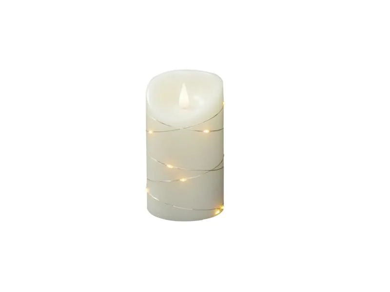 Konstsmide LED-Kerze Echtwachskerze, 8 cm x 14 cm, Cremeweiss