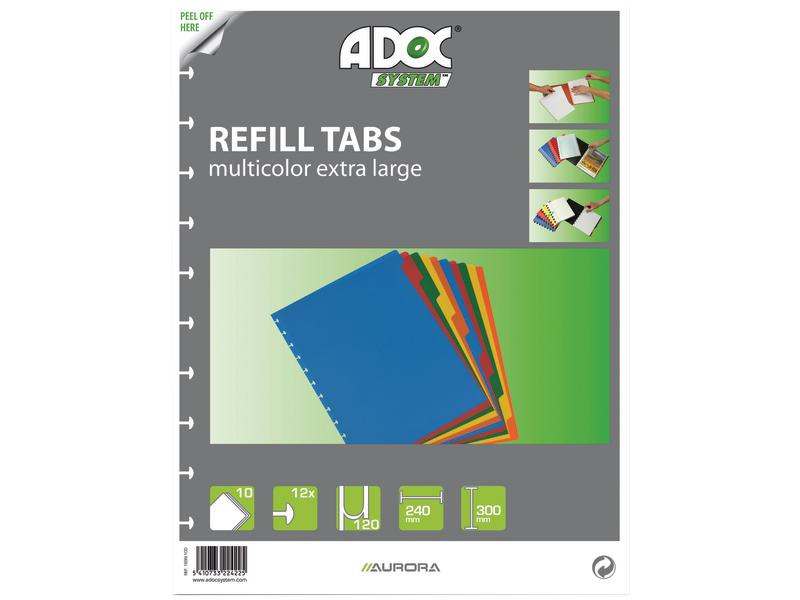 Adoc Notizheft Ersatz-Register A4, 5-farbig