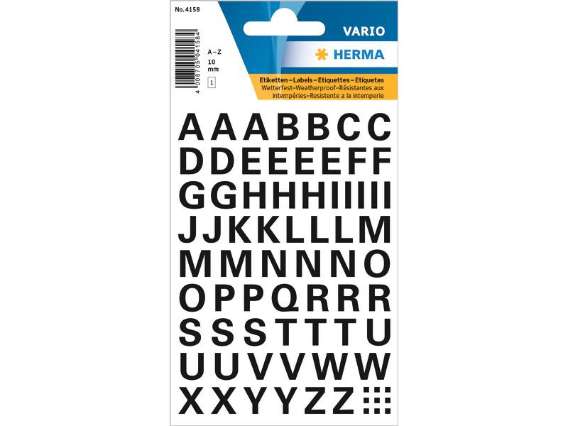 Herma Stickers Namensetiketten A – Z, 1 cm, Schwarz, 74 Buchstabenaufkleber
