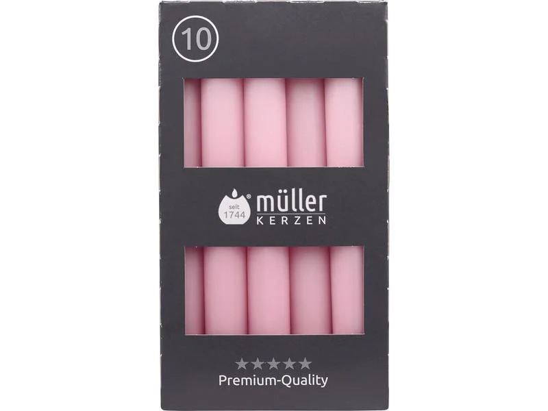 müller Kerzen Stabkerze 17.5 x 2 cm, Rosa, 10 Stück
