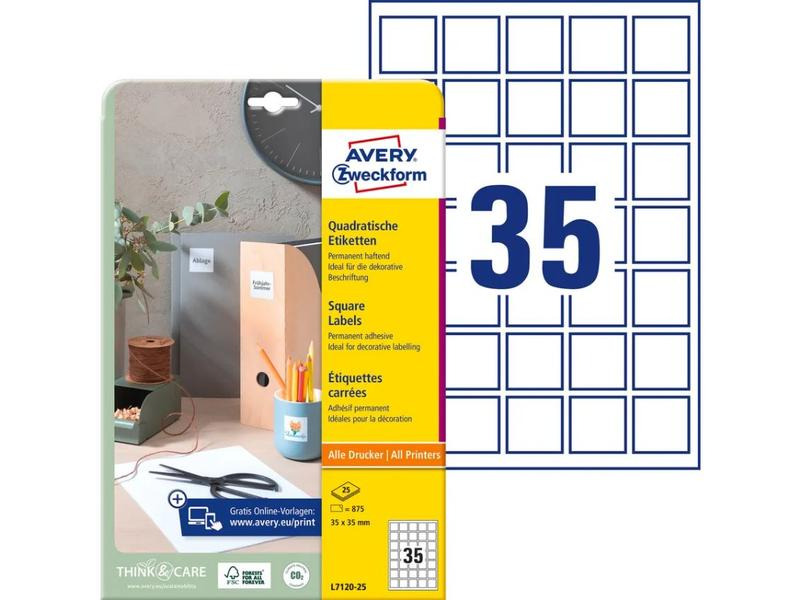 Avery Zweckform QR Code Etiketten 35 x 35 mm, Weiss, 875 Stück
