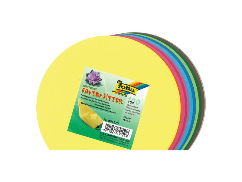 Folia Faltblätter Origami Ø 15 cm, 70 g/m²,  100 Stück