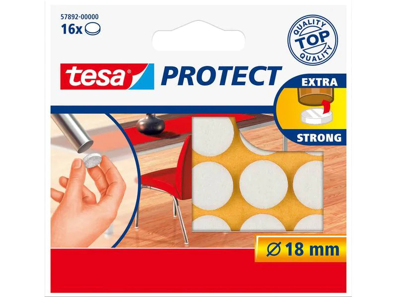tesa Stuhlbeingleiter Protect Ø 18 mm 16 Stück, Weiss
