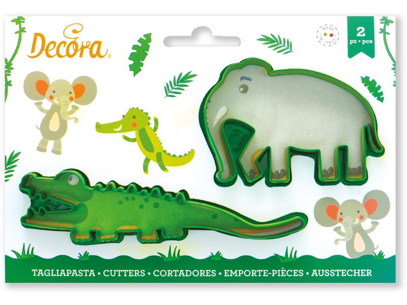Decora Guetzli-Ausstecher-Set Mini 2 Stück, Krokodil und Elefant