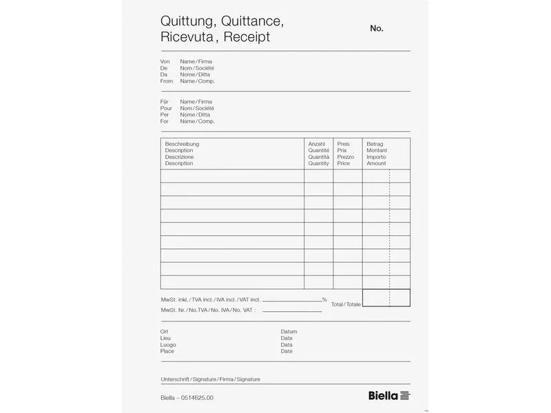 Biella Durchschreibebuch Copy-Bloc A6, Quittung