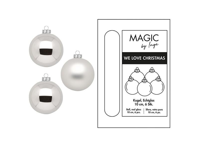 INGES CHRISTMAS DECOR Weihnachtskugel Frosty Silver Ø 10 cm 6 Stück