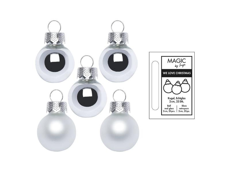 INGES CHRISTMAS DECOR Weihnachtskugel Frosty Silver Ø 2 cm 25 Stück