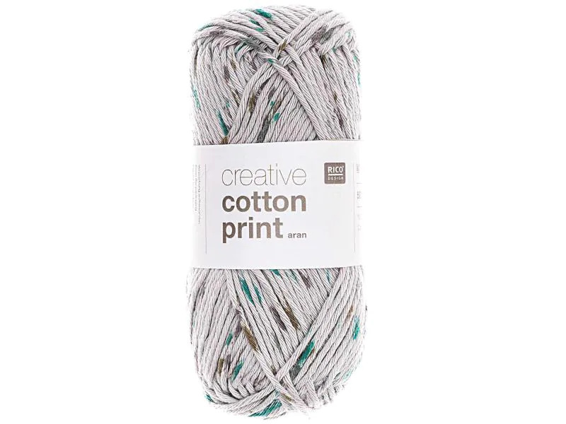 Rico Design Wolle Creative Cotton Print Aran 50 g Grau/Grün