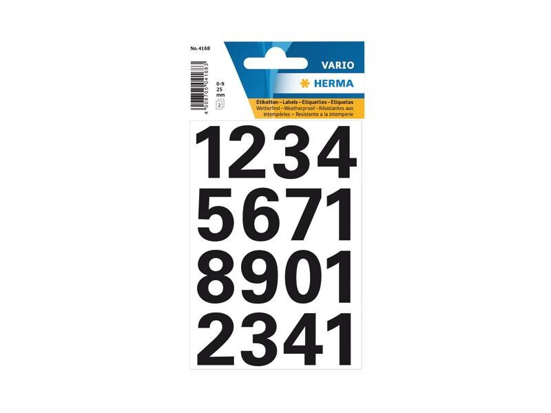 Herma Stickers Nummer-Etiketten 0 - 9, 2.5 cm, Schwarz, 32 Zahlenaufkleber