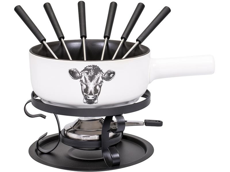 Kadastar Käsefondue-Set Kuh E22 9 Teile, Weiss