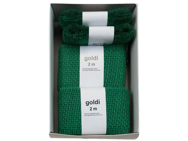 GOLDINA Juteband 6 cm x 2 m, Dunkelgrün, 1 Stück