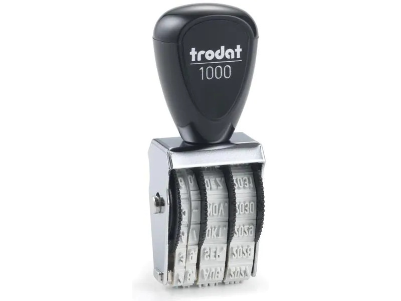 Trodat Wort- und Datumsstempel 1000 D 3 x 18 mm, Deutsch