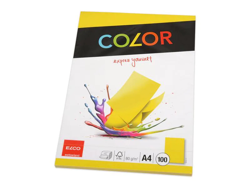 ELCO Kopierpapier Color A4, Gelb, 80 g/m², 100 Blatt