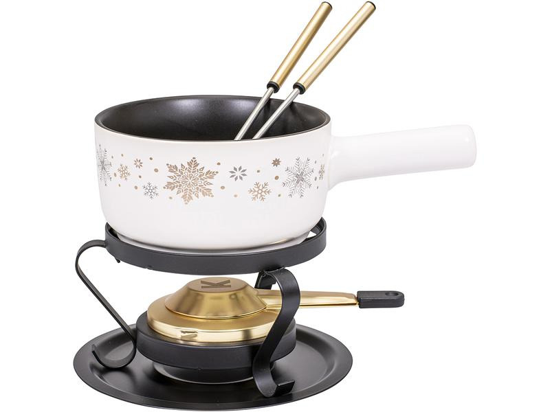 Kadastar Käsefondue-Set Sparkling Winter E16 5 Teile, Schwarz/Weiss