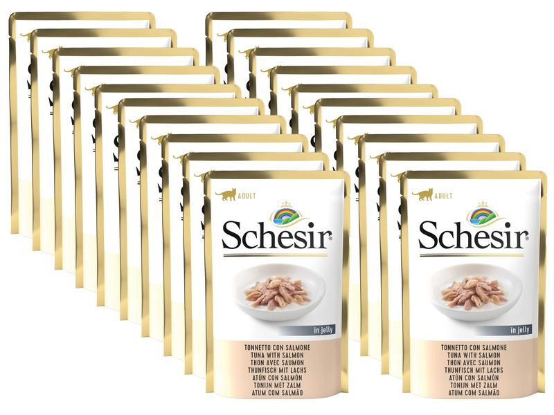Schesir Nassfutter Thunfisch &amp; Lachs in Gelée, 20 x 85 g