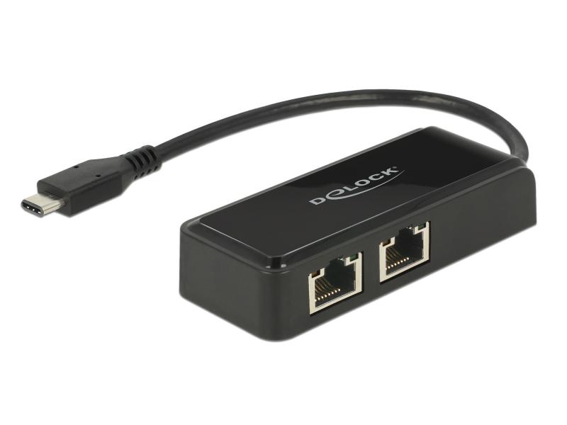 Delock Netzwerk-Adapter USB-C - 2xRJ-45 1Gbps