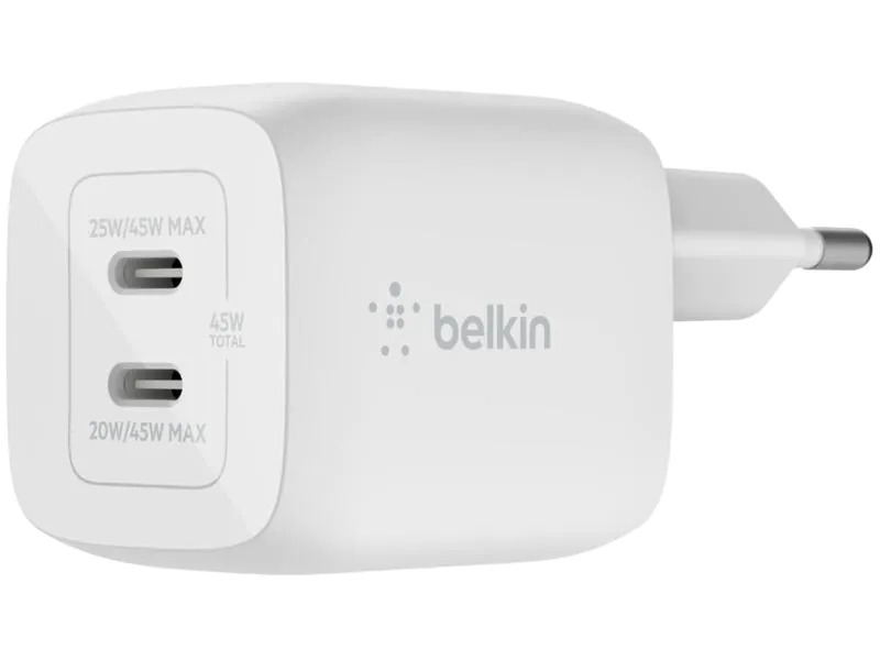 Belkin USB-Wandladegerät Dual USB-C GaN PD 45W