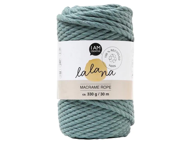 lalana Wolle Makramee Rope 5 mm, 330 g, Blaugrau