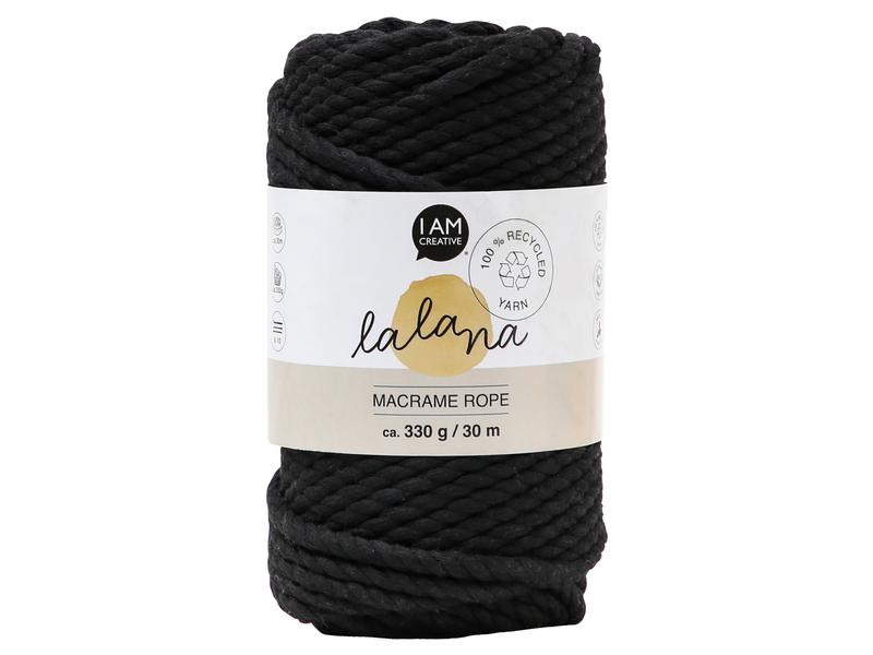 lalana Wolle Makramee Rope 5 mm, 330 g, Schwarz