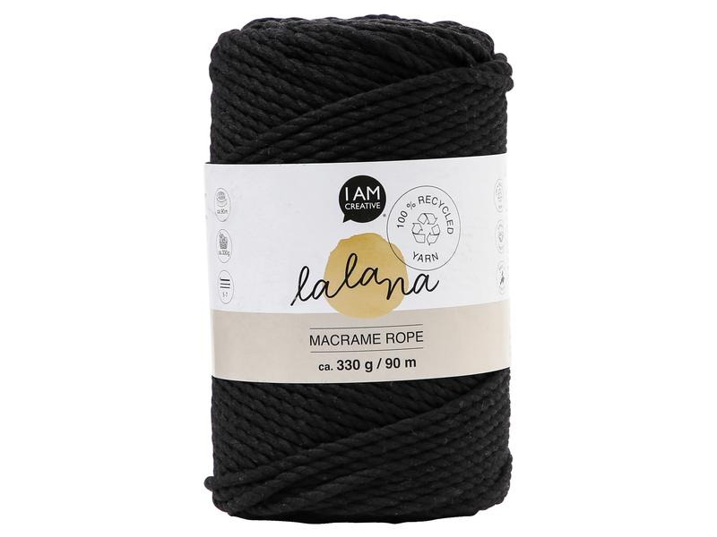 lalana Wolle Makramee Rope 3 mm, 330 g, Schwarz