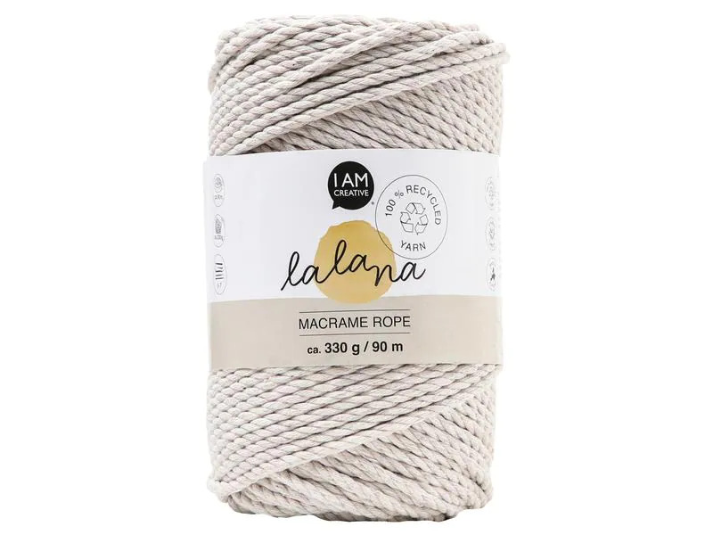 lalana Wolle Makramee Rope 3 mm, 330 g, Grau