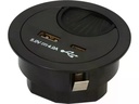Max Hauri USB-Ladesteckdose USB A+C mit Kabeldurchführung, Schwarz