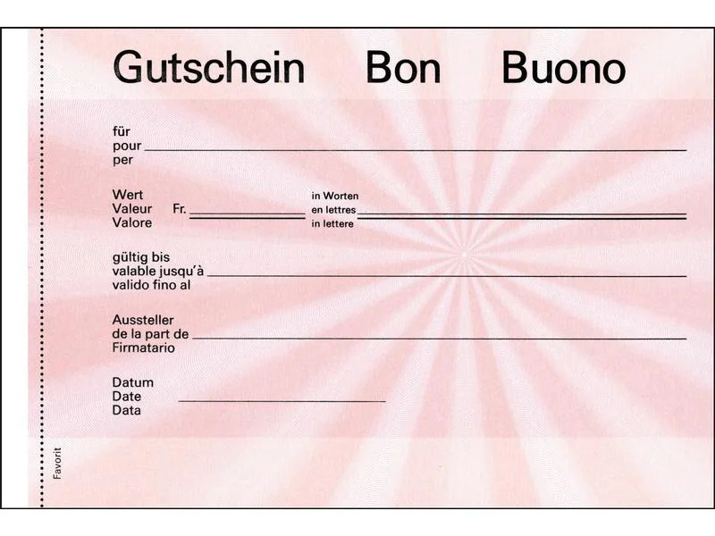 Favorit Gutschein A6 quer 25 Blatt, Rot