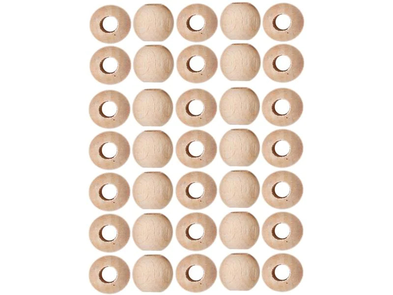 lalana Holzperlen mit Grossloch 10 mm, 35 Stück