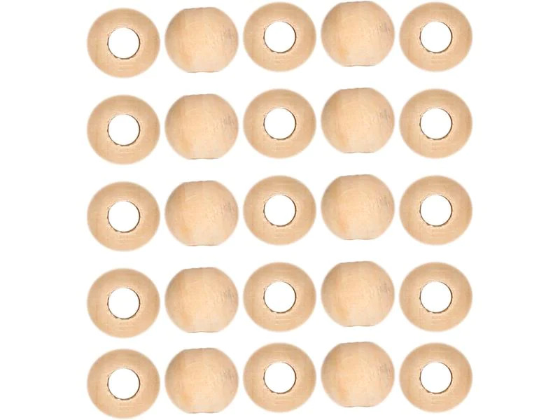 lalana Holzperlen Hölzerne Perlen 12 mm, 25 Stück
